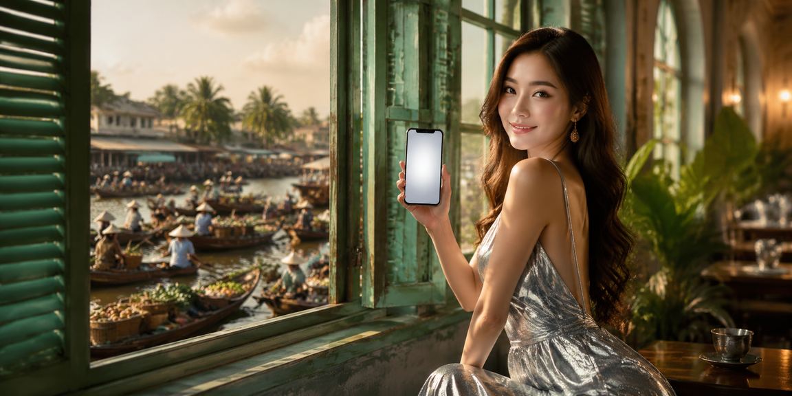 Một người chơi trải nghiệm casino trên điện thoại tại quán cà phê Cần Thơ